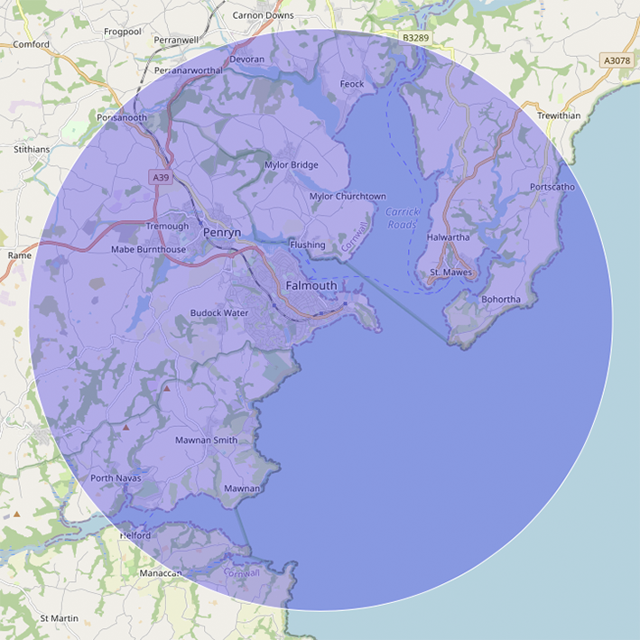 Falmouth radius map