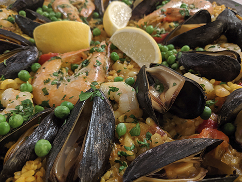 seafood paella closeup